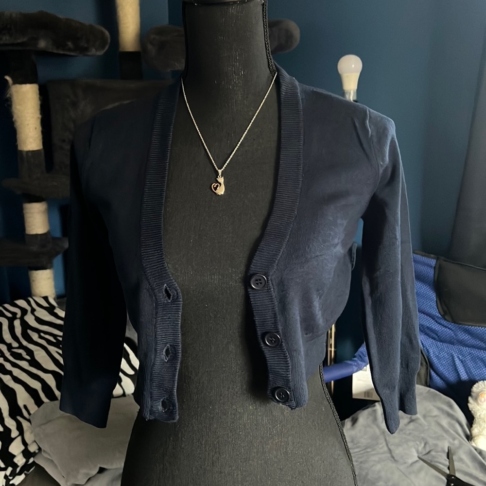 Navy blue crop cardigan